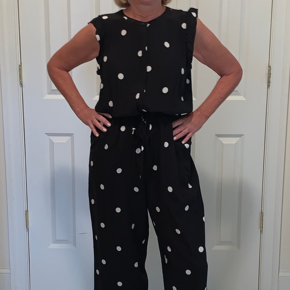 LOFT Pants - Dolka Dot Black & White One Piece Jumpsuit
